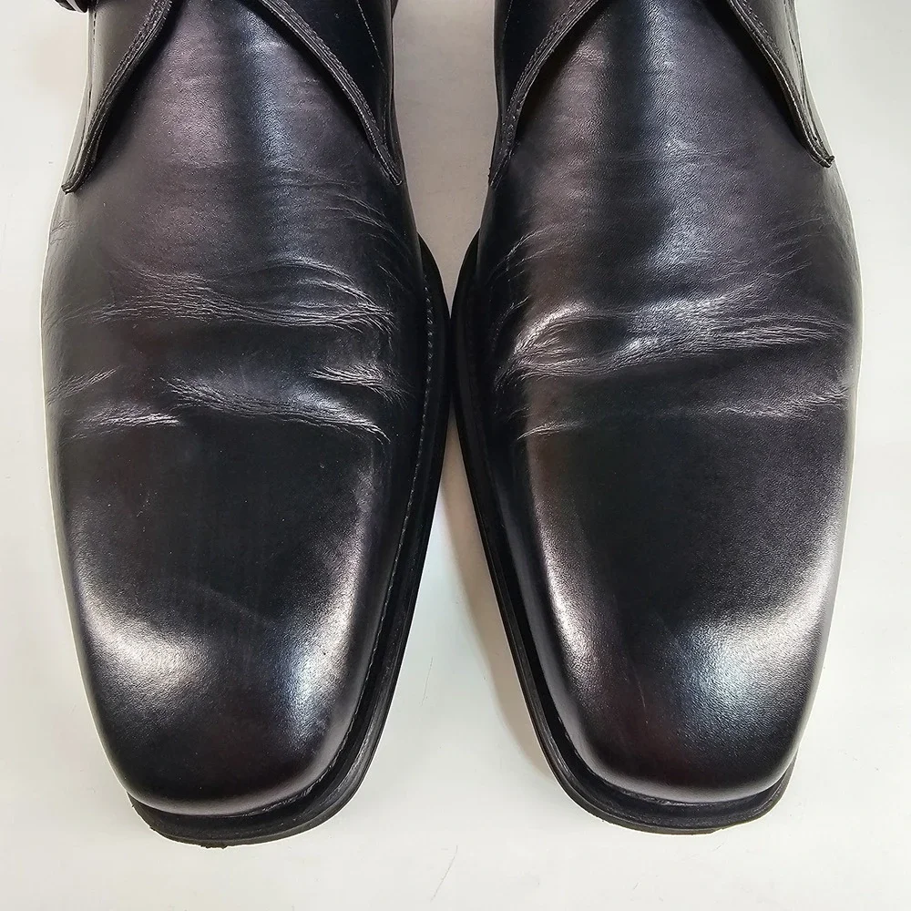 Magnanni Black Leather Single Monk Strap Loafers